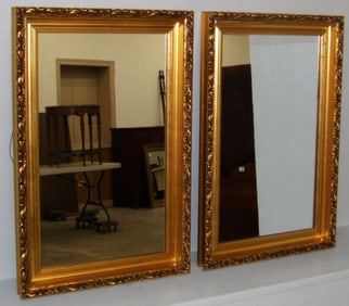 Pair of Ornate Edge Gilded Framed Mirrors