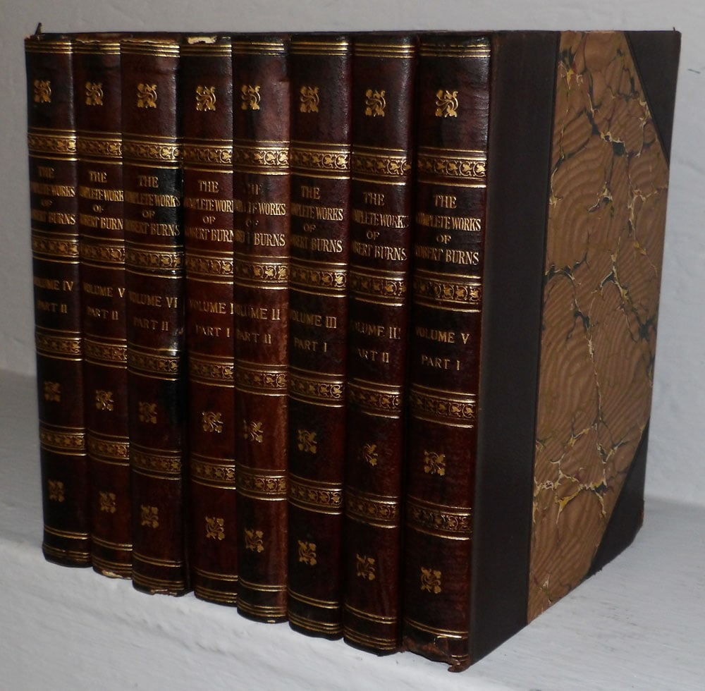 Eight Volumes Leather Bound Books " Complete Works Of Robert Burns" (1 of 3)
