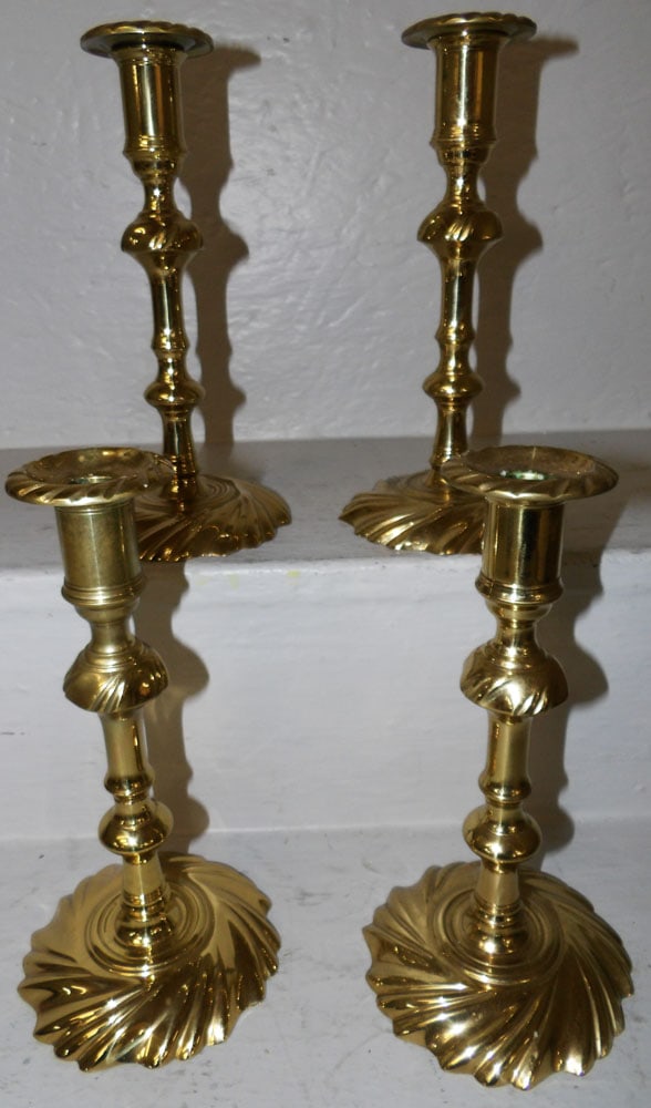 Lot Four Brass Virginia Metalcrafters Candlesticks (1 of 3)