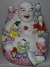 Oriental Painted Porcelain Buddha