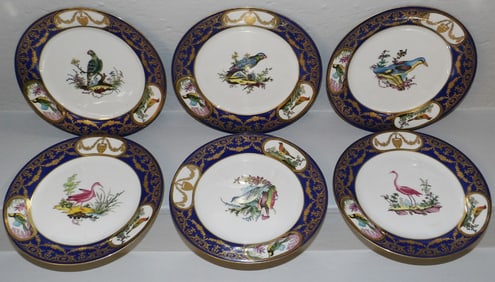 Lot Six Hand Painted Chelsea House Bird Plates
