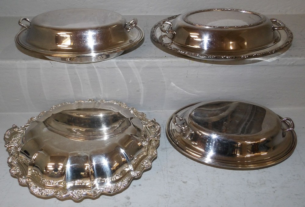 Four Silver Plated Covered Vegetable Dishes (1 of 2)