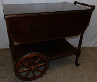 Mahogany Satin Wood Banded Top Tea Cart By Henkel Harris