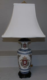 Armorial Style Oriental Vase Made Into Lamp