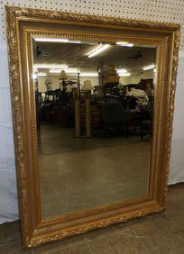 Large Gilded Framed Beveled Mirror