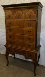Walnut Satin Wood Banded Highboy By Thomasville