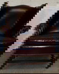 Leather Wing Back Chair By Leather Craft Inc.