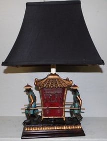 Painted Resin Oriental Palanquin Lamp