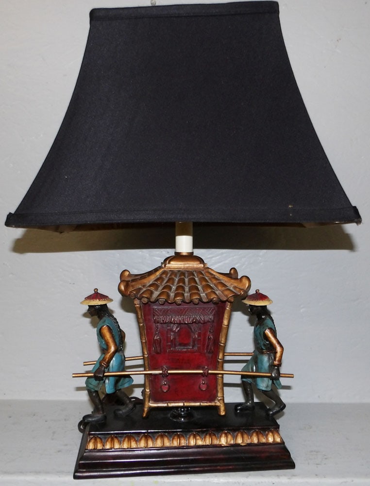 Painted Resin Oriental Palanquin Lamp (1 of 3)