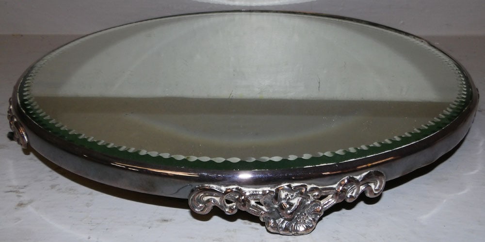 Silver Plate Mirrored Top Plateau (1 of 3)
