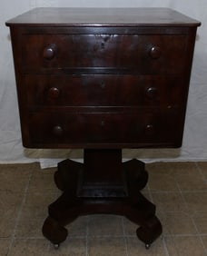 19th C Mahogany Three Drawer Stand