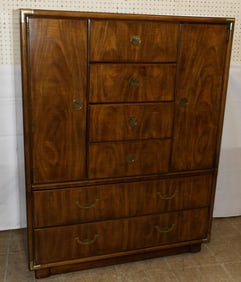 Mid Century Modern Walnut Campaign Style Gentleman's Chest By Drexel