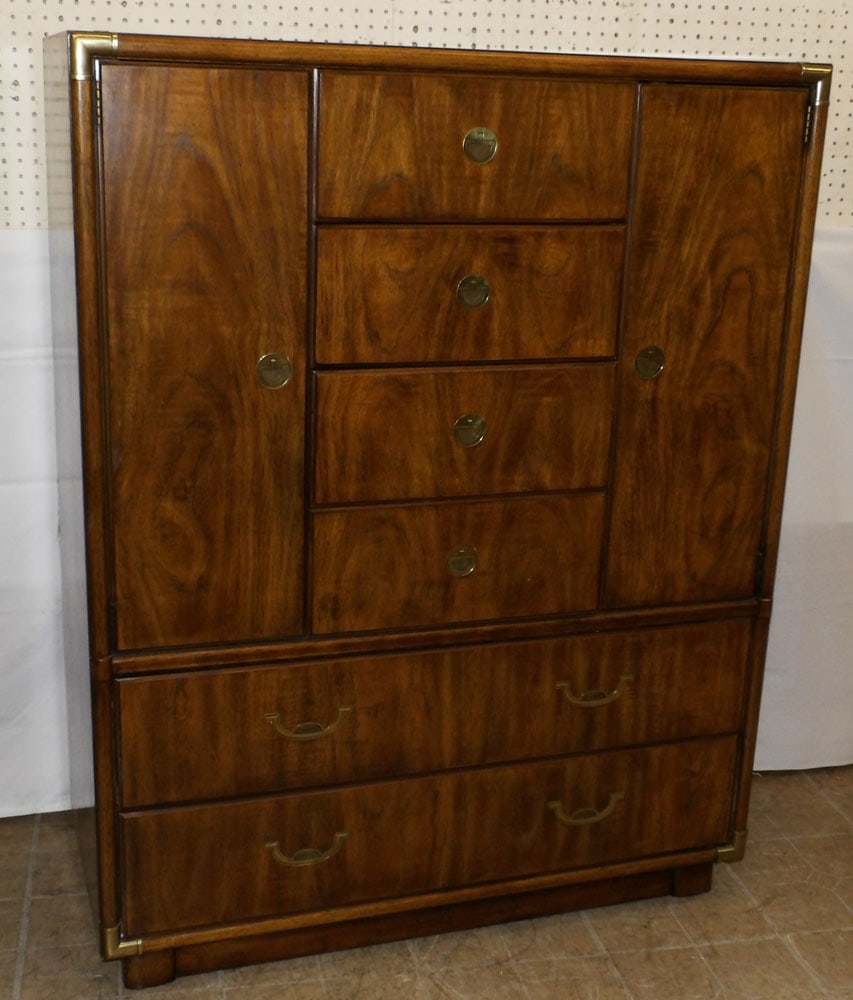 Mid Century Modern Walnut Campaign Style Gentleman's Chest By Drexel (1 of 9)