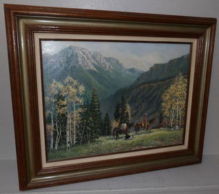 Framed Oil On Canvas Mountain Scene - Wanda Coffey