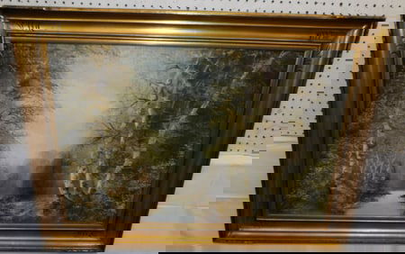 Framed Oil On Canvas Stream Scene - Artist Signed