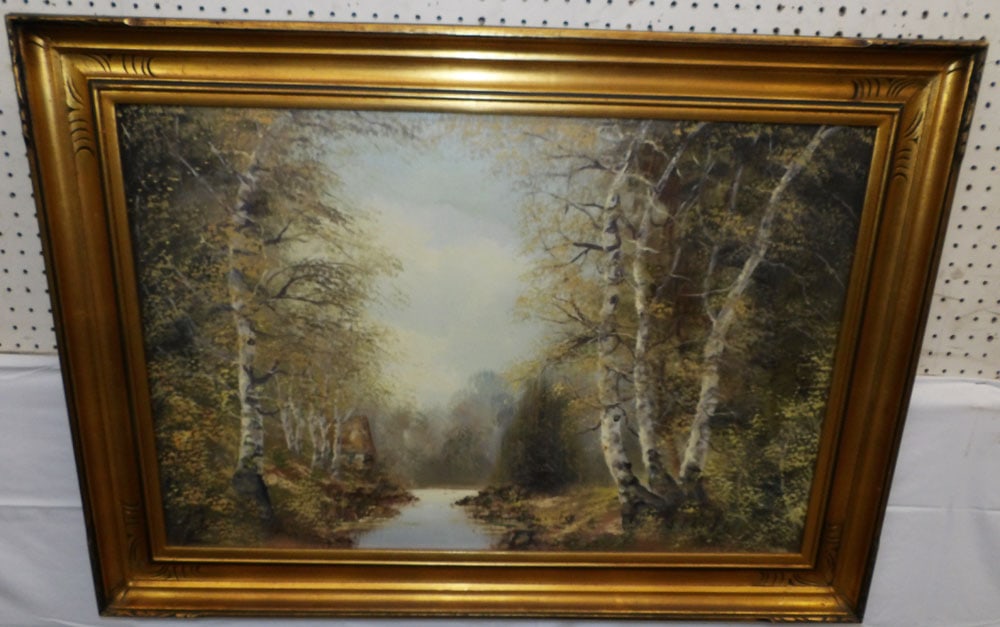 Framed Oil On Canvas Stream Scene - Artist Signed (1 of 7)