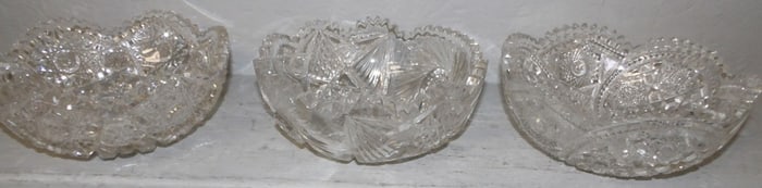 Three Cut Glass Bowls