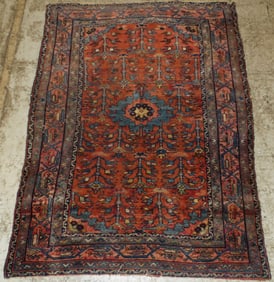 3' 4" X 4' 5" Antique Hand Made Oriental Rug