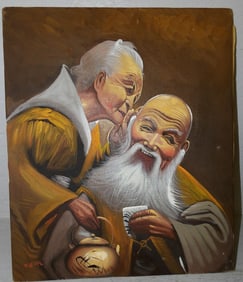 Oil On Canvas Of Oriental Couple