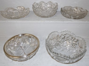 Five Cut Glass Bowls