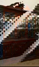 Mahogany Two Part Beveled Glass Break Front By Link Taylor