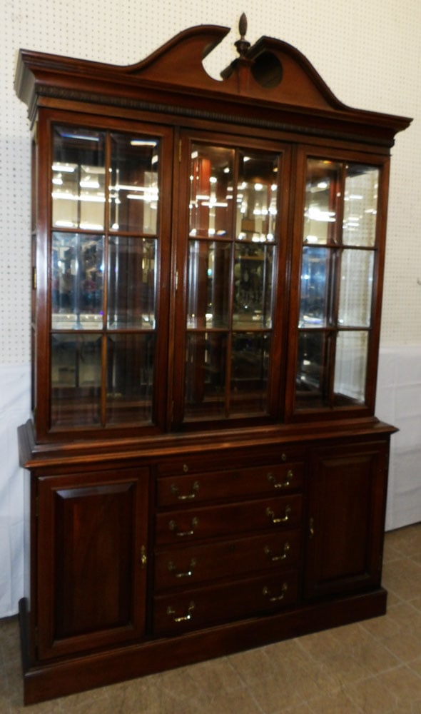 Mahogany Two Part Beveled Glass Break Front By Link Taylor (1 of 9)