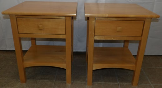 Pair Maple One Drawer Stands