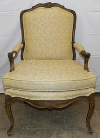 Walnut Carved Upholstered Fauteuil