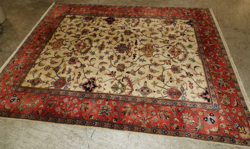 8' 0" X 10' 0" Hand Made Oriental Rug: 8' 0" X 10' 0" Hand Made Oriental Rug. ALL DESCRIPTIONS AND ANY CONDITION STATEMENT GIVEN BY LANGSTON AUCTION GALLERY ARE STRICTLY OPINIONS AND LANGSTON'S SHALL HAVE NO RESPONSIBILITY FOR ERRORS OR OM
