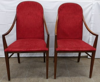 Pair Mid Century Modern Oak Arm Chairs By Dillingham