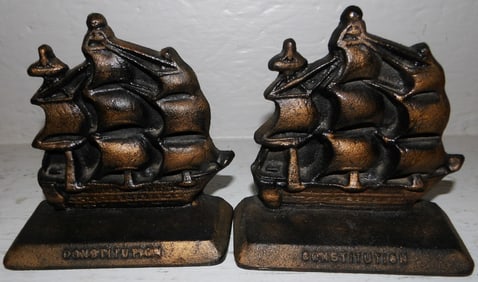 Pair Cast Iron Ship Bookends