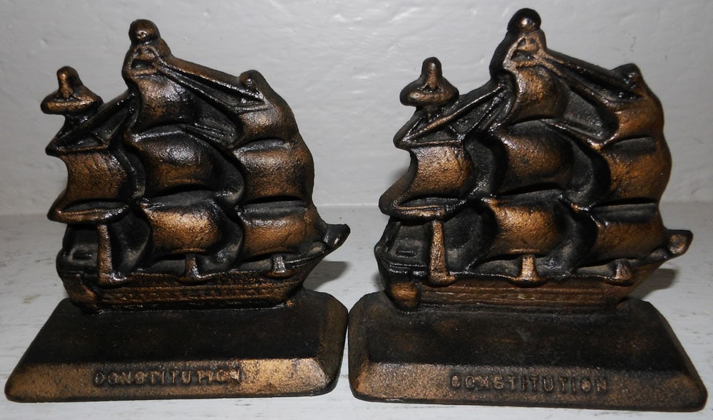 Pair Cast Iron Ship Bookends (1 of 2)