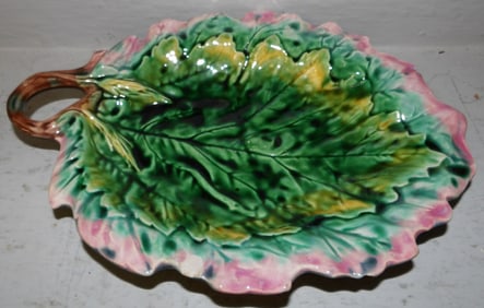 Antique Majolica Leaf Bowl