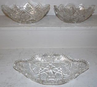 Three Antique Cut Glass Bowls
