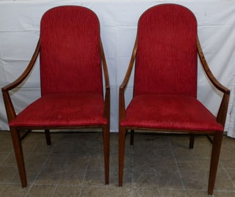 Pair Mid Century Modern Oak Arm Chairs By Dillingham