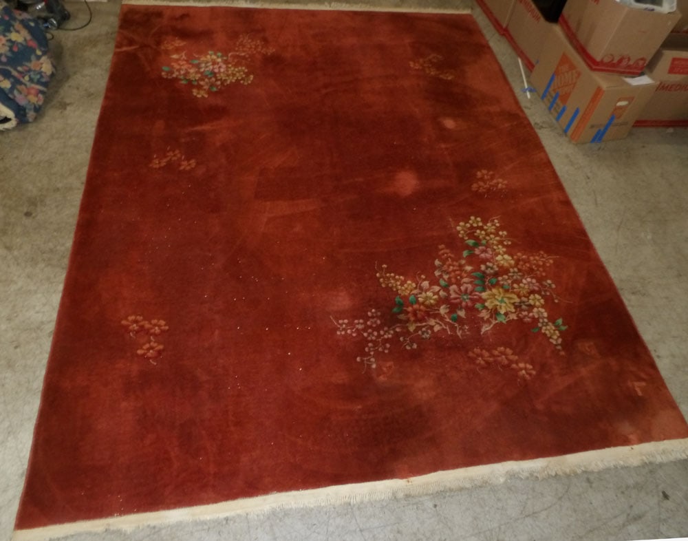9' 0" X 12' 2" Handmade Oriental Rug: 9' 0" X 12' 2" Handmade Oriental Rug. ALL DESCRIPTIONS AND ANY CONDITION STATEMENT GIVEN BY LANGSTON AUCTION GALLERY ARE STRICTLY OPINIONS AND LANGSTON'S SHALL HAVE NO RESPONSIBILITY FOR ERRORS OR OMI
