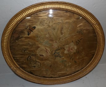 Antique Gilded Framed Silk Embroidery