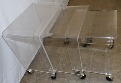 Three Mid Century Modern Lucite Nesting Tables