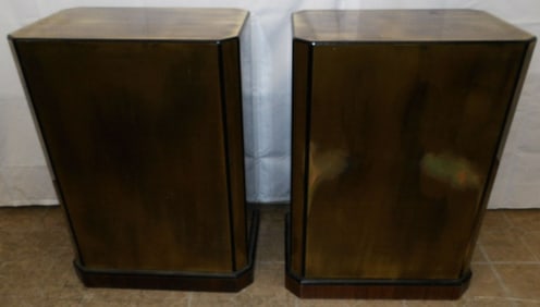 Pair Modern Brass Bound Pedestals