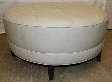 Modern Leather Upholstered Ottoman By Ethan Allen