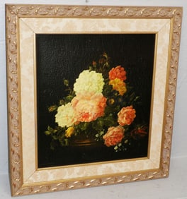 Framed Still Life on Board 'Aubrey Rose' by Laine Porter Labeled by The Bombay Company Private