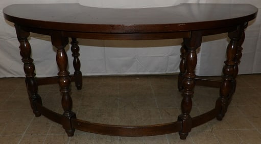 Oak Jacobean Style Demi Lune Desk