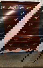 19th Century Cherry Two Piece Queen Anne Highboy