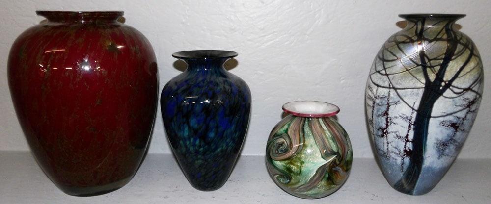 Four Art Glass Vases, Two Artist Signed (1 of 5)