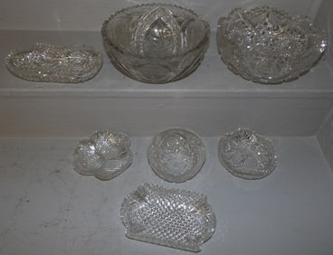 Seven Pieces of Cut Glass