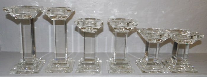 Three Pair of Crystal Candlesticks by Shannon