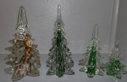 Four Glass Christmas Trees