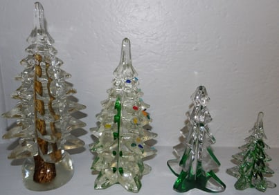 Four Glass Christmas Trees