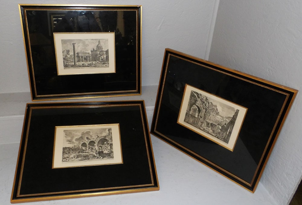 Three Framed Black & White Italian Engravings (1 of 8)