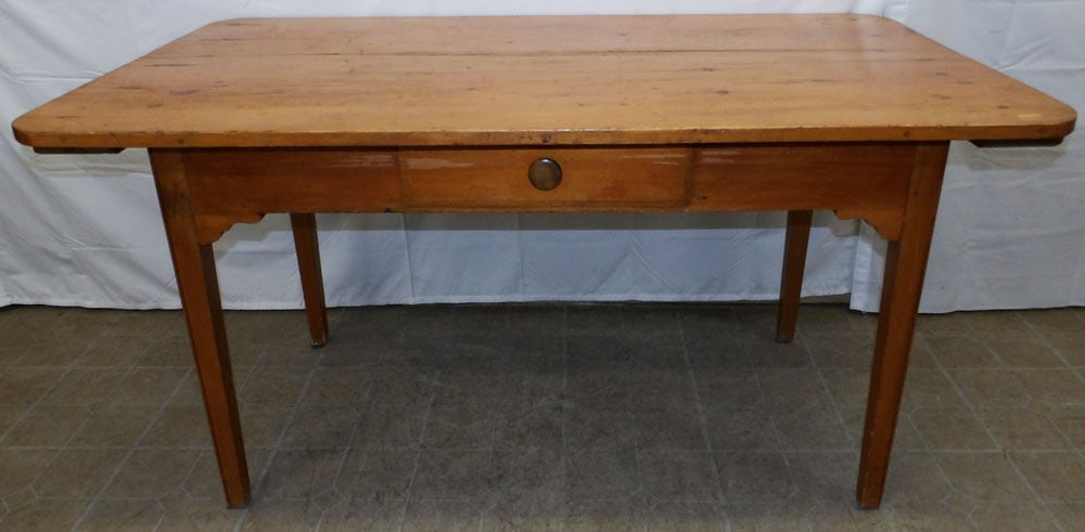 Antique Pine Farm Table with One Drawer (1 of 5)